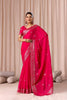 Rani Pink Embroidered Saree with Blouse Piece Designer Party Wear Saree