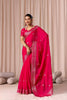 Rani Pink Embroidered Saree with Blouse Piece Designer Party Wear Saree