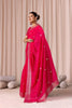 Rani Pink Embroidered Saree with Blouse Piece Designer Party Wear Saree