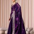 Royal Purple Embroidered with Blouse Piece Designer Party Wear Saree