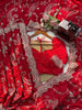 Designer Red Heavy Embroidered Georgette Saree with Matching Blouse
