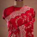 Designer Red Heavy Embroidered Georgette Saree with Matching Blouse