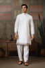 Elegant White Silk Embroidered Indo Western Kurta Pyjama Set with Jacket