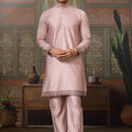Graceful Pink Silk Embroidered Indo Western Kurta Pyjama Set with Jacket