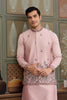 Graceful Pink Silk Embroidered Indo Western Kurta Pyjama Set with Jacket