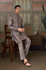 Stylish Grey Silk Embroidered Indo Western Kurta Pyjama Set with Jacket