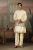 Charming Cream Silk Embroidered Indo Western Kurta Pyjama Set with Jacket