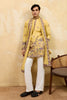 Traditional Mustard Yellow Viscose Silk Embroidered Kurta Pyjama Set with Dupatta for Men