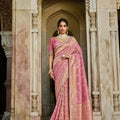 Elegant Pink Banarasi Silk Saree Designer Blouse Festive Wear