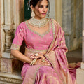 Elegant Pink Banarasi Silk Saree Designer Blouse Festive Wear