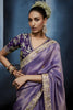 Lavender Purple Embroidered Designer Saree Heavy Border