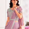 Stylish Lavender Designer Saree with Embroidered Blouse and Jacket