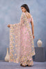 Dusty Pink Floral Embroidered Net Saree with Designer Border