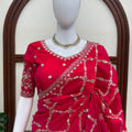 Stunning Rani Pink Fendy Silk Saree Thread and Sequin Work for Women