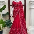 Stunning Rani Pink Fendy Silk Saree Thread and Sequin Work for Women