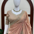 Beautiful Pink Tissue Salsa Crush Saree Thread Sequin Work for Women