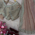 Beautiful Pink Tissue Salsa Crush Saree Thread Sequin Work for Women