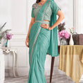 Elegant Sea Green Designer Saree with Embroidered Blouse