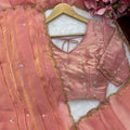 Elegant Peach Pink Fendy Silk Heavy Hand Work Saree for Women