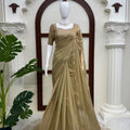 Lovely Beige Fendy Silk Heavy Hand Work Saree for Women