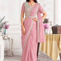 Elegant Pink Designer Saree with Embroidered Blouse