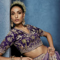 Lavender Purple Embroidered Designer Saree Heavy Border