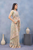 Sage Green Floral Embroidered Net Saree with Designer Border