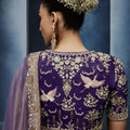 Lavender Purple Embroidered Designer Saree Heavy Border