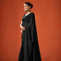 Black Sequin Embroidered Saree with Blouse Party Wear Saree
