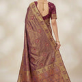 Luxury Wine Soft Nylon Tissue Jacquard Saree Tassels for Women