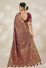 Luxury Wine Soft Nylon Tissue Jacquard Saree Tassels for Women