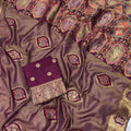 Luxury Wine Soft Nylon Tissue Jacquard Saree Tassels for Women