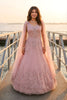 Stunning Blush Pink Net Handwork Designer Party Wear Gown with Dupatta for Women