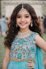 Elegant Teal Blue Embroidered Fendy Silk Wedding Wear Palazzo Suit for Girls