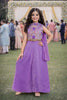 Charming Purple Embroidered Fendy Silk Wedding Wear Palazzo Suit for Girls