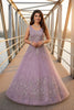 Stylish Lavender Net Handwork Designer Party Wear Gown for Women