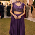 Stylish Purple Lycra Embroidered Lehenga Choli with Cape Style Dupatta for Wedding