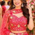 Elegant Rani Pink Fandy Silk Embroidered Lehenga Choli with Designer Dupatta for Wedding