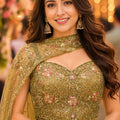 Stunning Olive Green Fandy Silk Embroidered Lehenga Choli with Designer Dupatta for Wedding