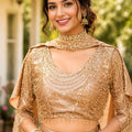 Stunning Golden Satin Designer Lehenga Choli with Heavy Sequin Embroidery Work for Wedding