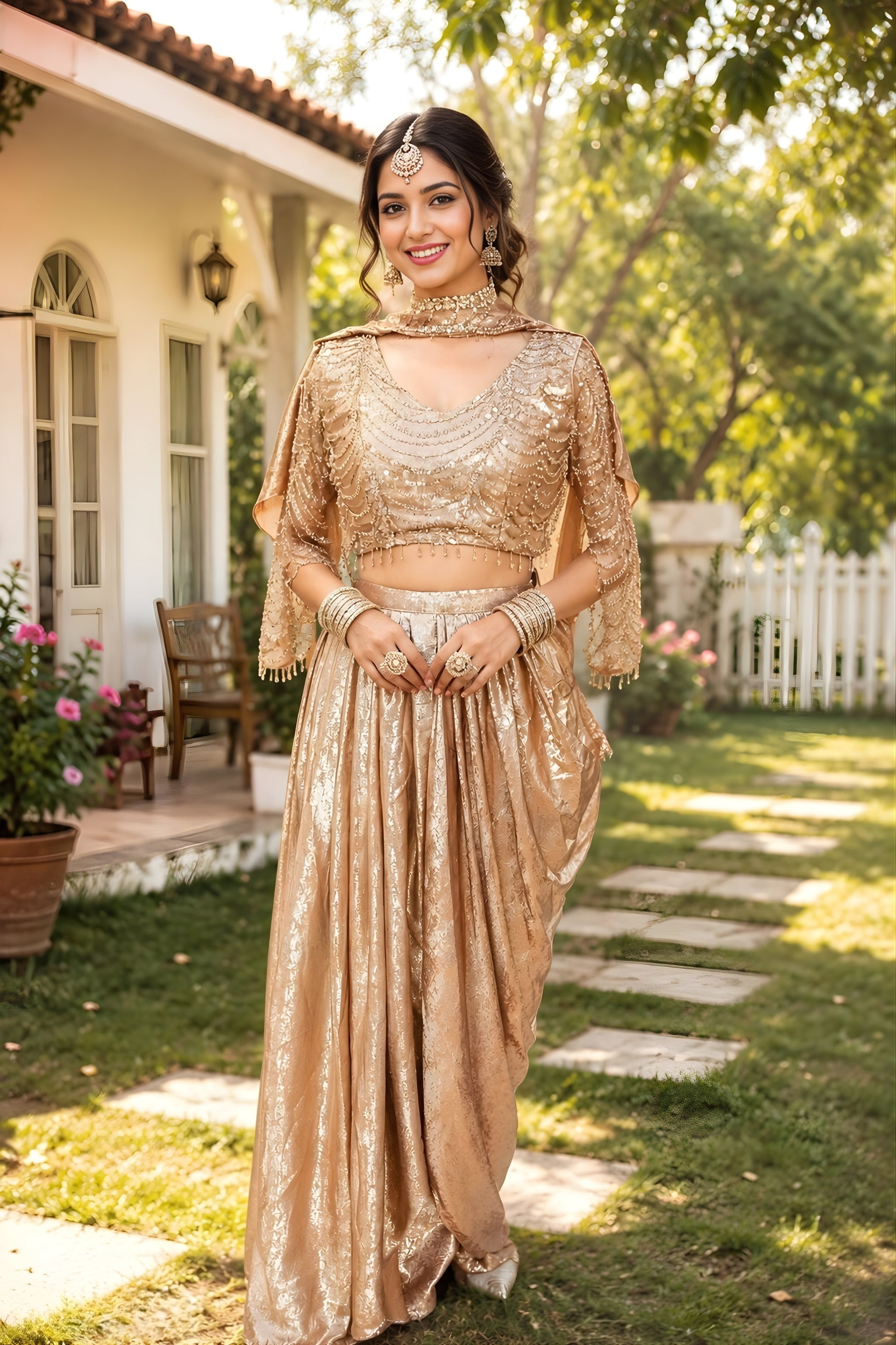 Stunning Golden Satin Designer Lehenga Choli with Heavy Sequin Embroidery Work for Wedding