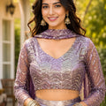 Elegant Lavender Satin Designer Lehenga Choli with Heavy Sequin Embroidery Work for Wedding
