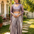 Elegant Lavender Satin Designer Lehenga Choli with Heavy Sequin Embroidery Work for Wedding