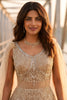 Elegant Beige Net Handwork Designer Party Wear Gown with Dupatta for Women