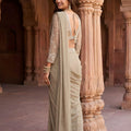 Elegant Grey Georgette Saree with Beads Work for Wedding