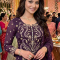 Premium Purple Georgette Embroidered Salwar Suit Palazzo and Designer Dupatta