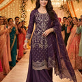 Premium Purple Georgette Embroidered Salwar Suit Palazzo and Designer Dupatta