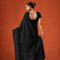 Black Sequin Embroidered Saree with Blouse Party Wear Saree