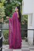 Wine Purple Organza Saree Embroidered Border Designer Blouse