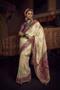 Stylish Cream Viscose Dola Silk Saree Zari Embroidery Work for Women